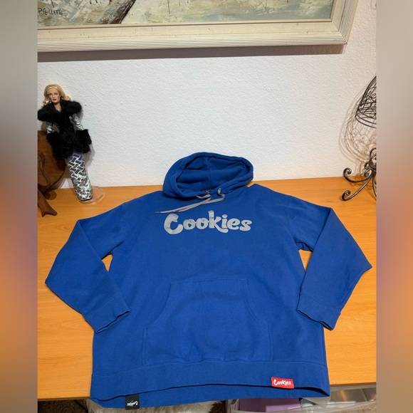 Cookies Striking Blue and Silver Sweater with Hood and Drawstrings - Picture 6 of 8